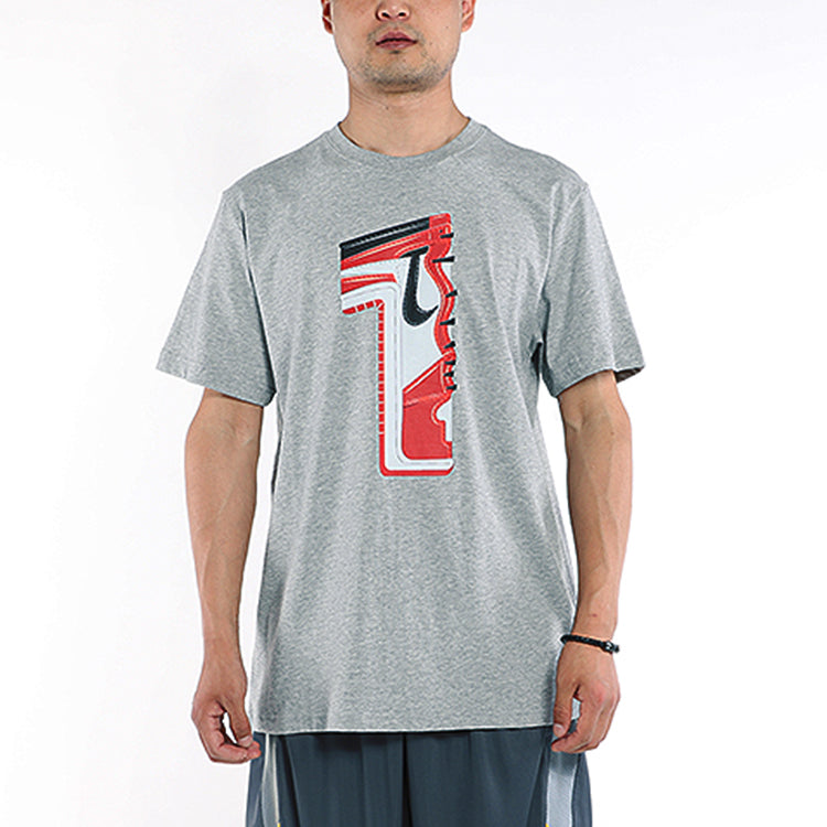 Air Jordan 1 Large Logo Casual Sports Short Sleeve Gray 637292-063
