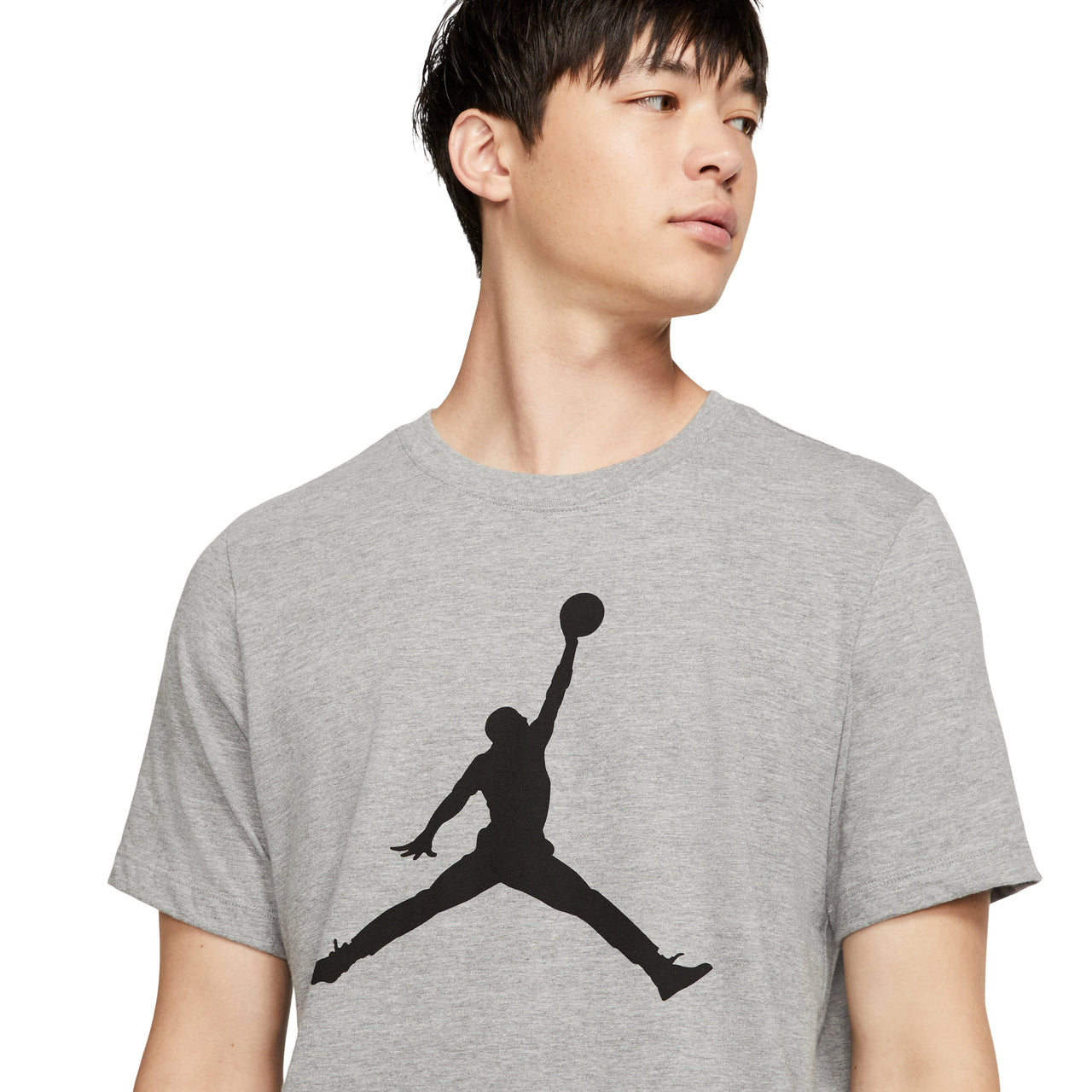 Men's Air Jordan Chest Large Logo Printing Round Neck Cotton Short Sleeve Gray T-Shirt CJ0921-091