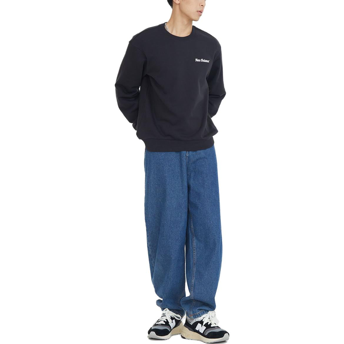 New Balance Sport Sweatshirt Asia Sizing 'Black White' 5CD38141-BK