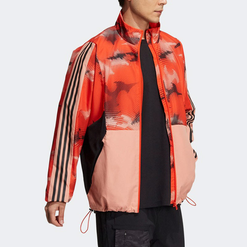 Men's adidas St Wv Newblock Contrasting Colors Pattern Jacket Orange Yellow H40237