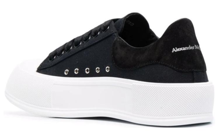 Alexander McQueen Deck Skate Plimsoll Lace Up 'Black White Sole' 654594W4MV71070