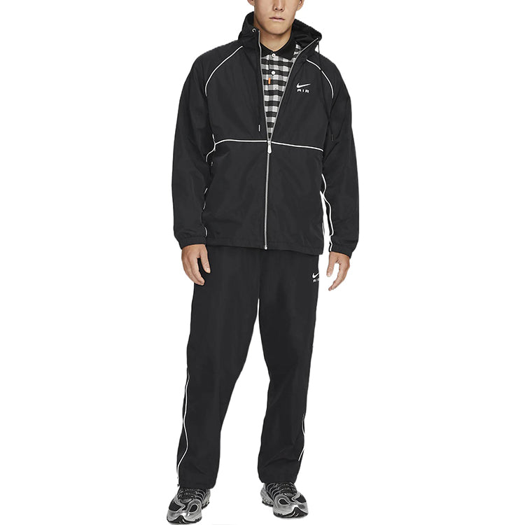 Nike Contrasting Colors Logo Knitted Hooded Jacket Black DQ4214-010