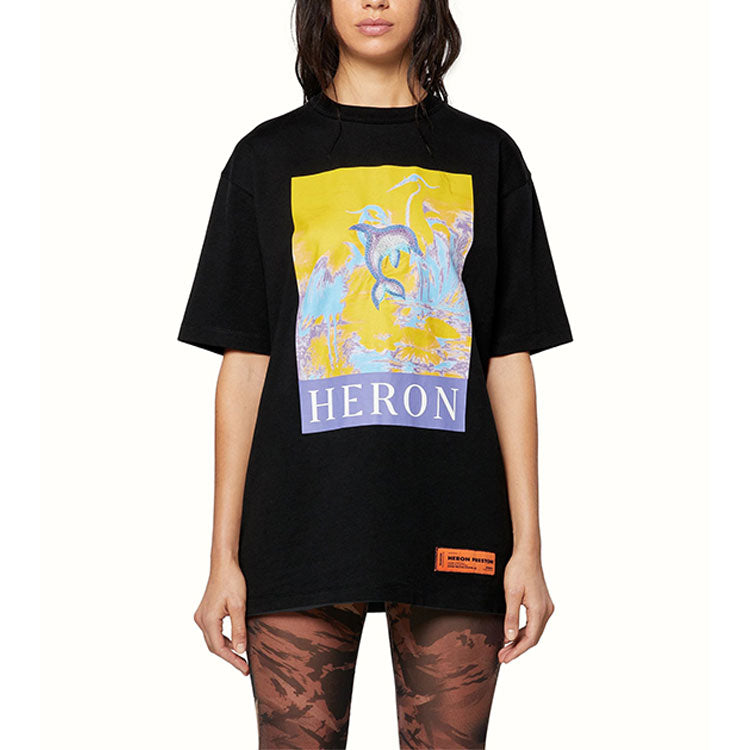 (WMNS) HERON PRESTON SS22 Printed Crewneck T-Shirt 'Black' HWAA023S22JER0011018