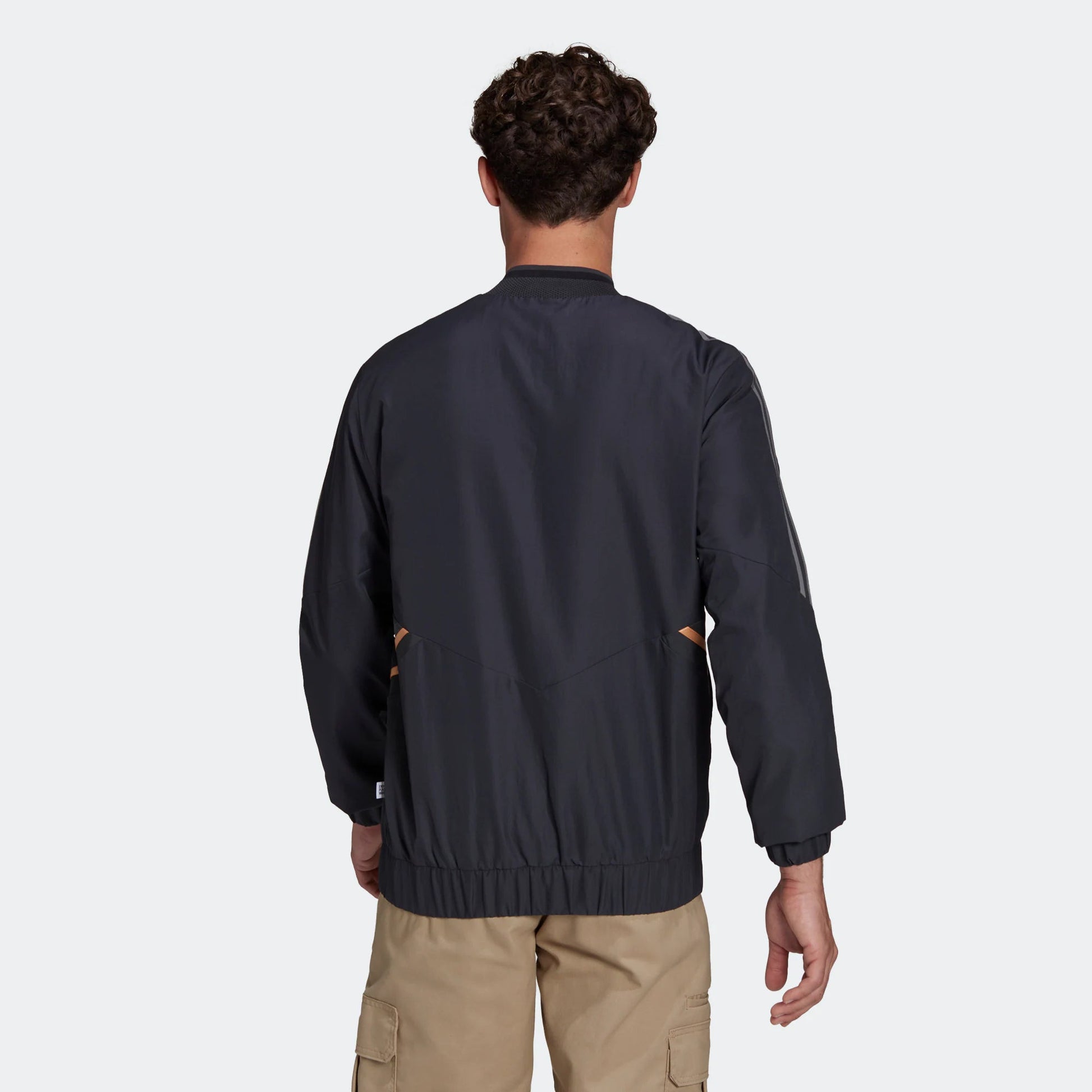 Men's adidas Shoulder Classic Design Logo Embroidered Zipper Sports Jacket Black HA5264
