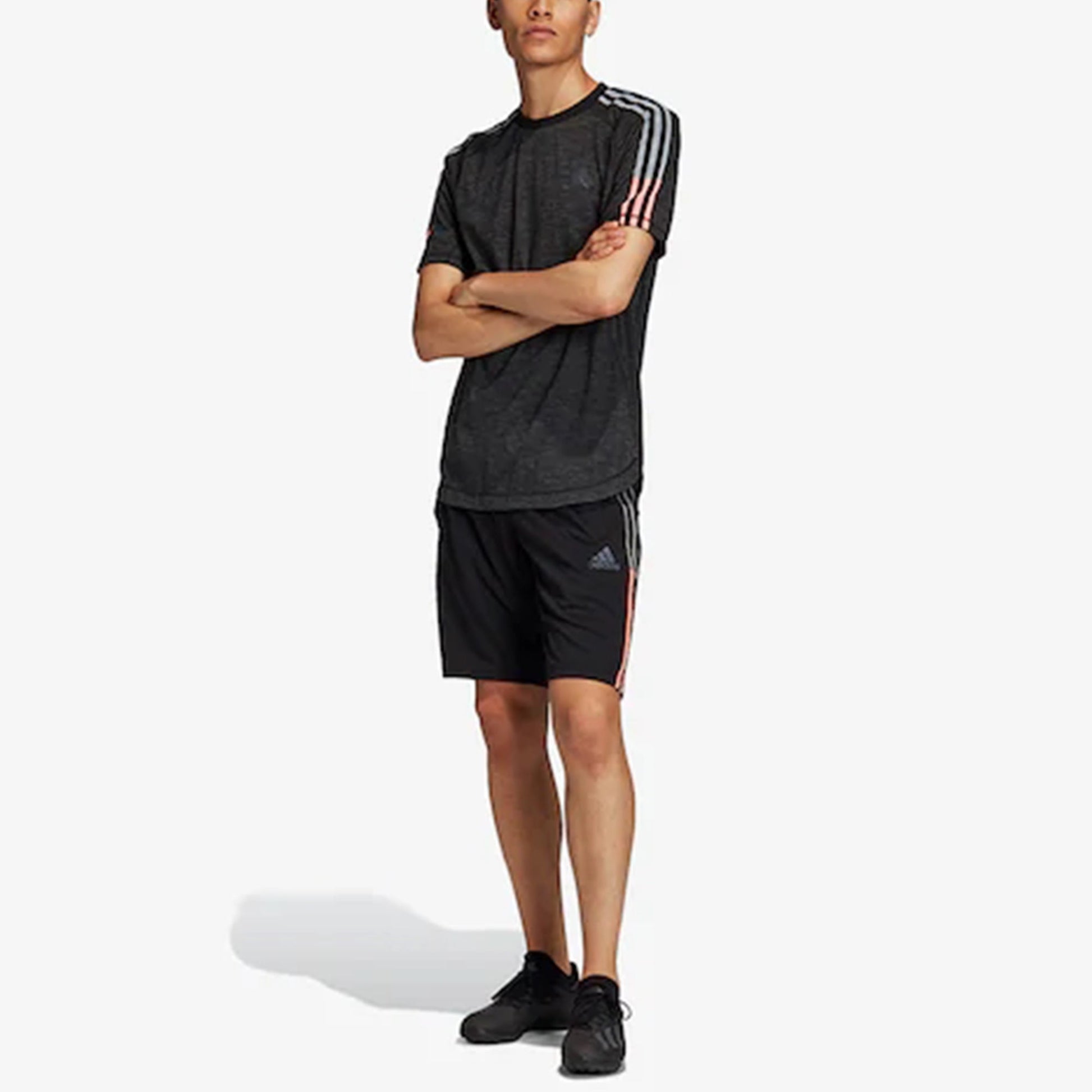 adidas Tan Tec Tee 2 Soccer/Football Training Breathable Sports Short Sleeve Gray FS7181