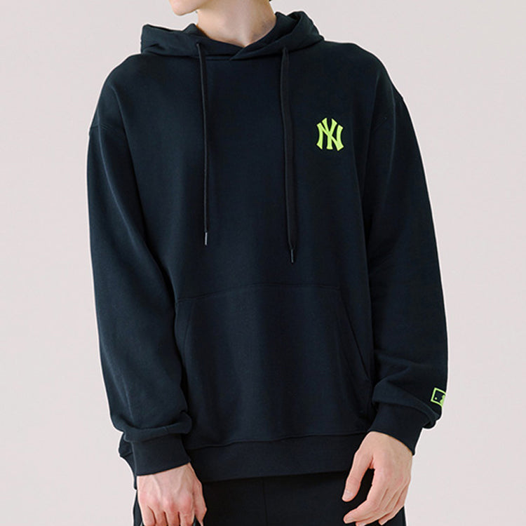 MLB NY hooded Loose Large LOGO Printing Sports Long Sleeves Unisex Black 31HD01011-50L