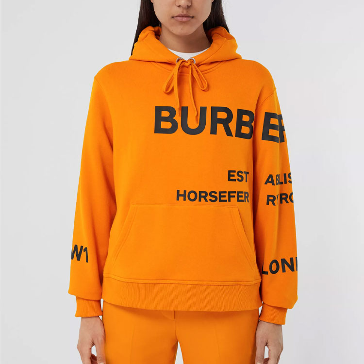 (WMNS) Burberry Horseferry Prints Cotton Loose hooded sweatshirt 'Orange' 80407691