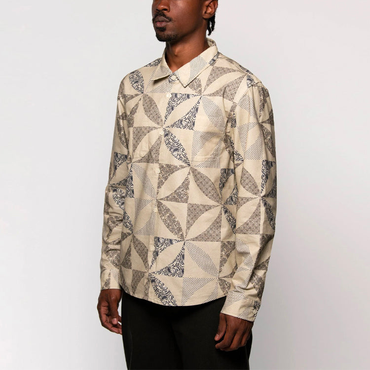 Stussy Quilt Pattern Shirt 'Sand' 1110133