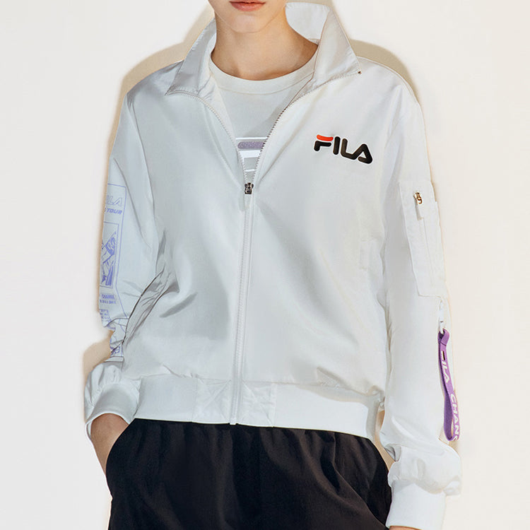 (WMNS) FILA FUSION Logo Pattern Printing Woven Jacket White T11W033703F-WT