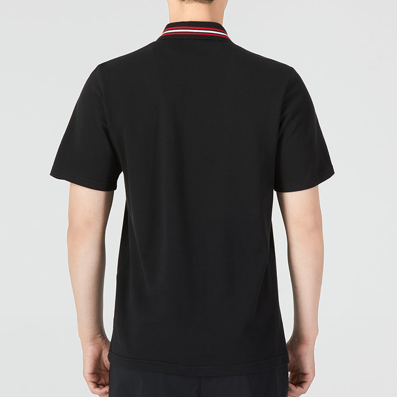 Men's adidas Manchester United Logo Embroidered Stripe Collar Short Sleeve Black Polo Shirt HE6664