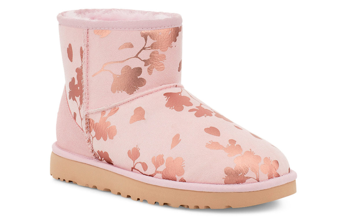 (WMNS) UGG Classic Mini Floral Foil Pink Red Fleece Lined 1118163-SLPN