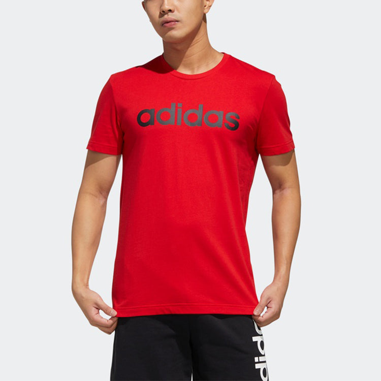 adidas neo M Esntl Lg T 1 Sports Printing Logo Round Neck Short Sleeve Red FP7388