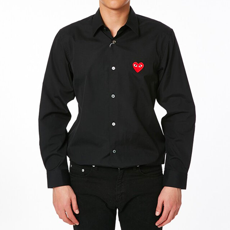 COMME des GARCONS PLAY Red Emblem Button Down 'Black' AZ-B002-051-1