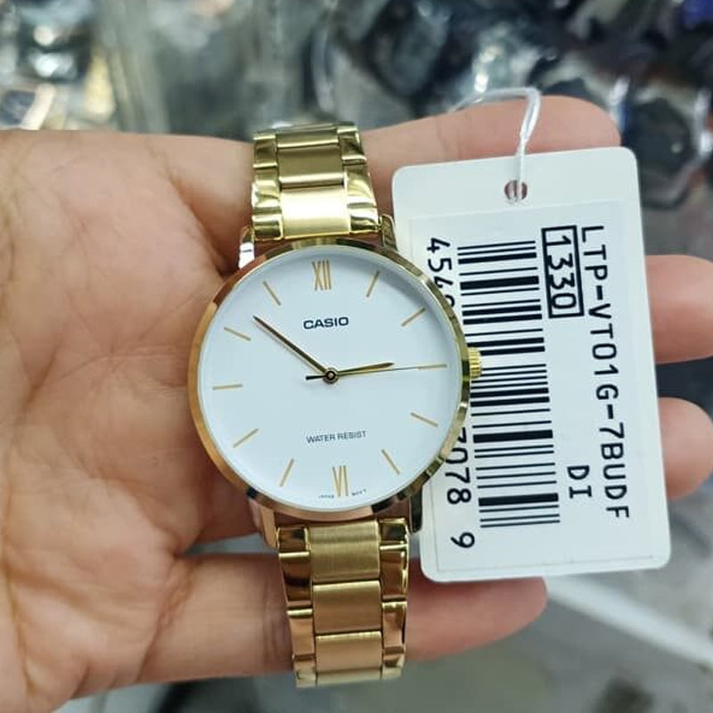 CASIO Waterproof White Watch Dial White Analog LTP-VT01G-7B
