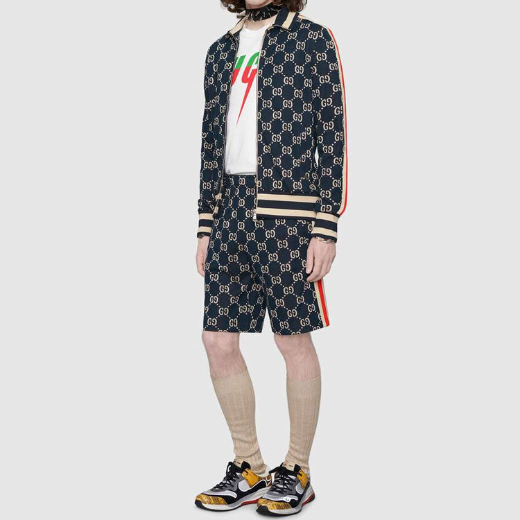 Gucci Side Contrast Striped Jacquard Shorts For Men Blue 474632-X9V05-4245