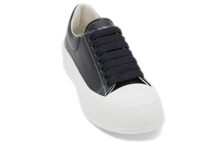Alexander McQueen Leather Deck Plimsoll 'Navy Blue' 667817WIABK4472