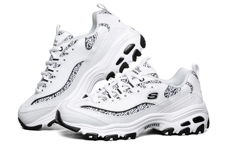(WMNS) Skechers D'Lites 1.0 Low Top Sneakers White/Black 13169-WBK