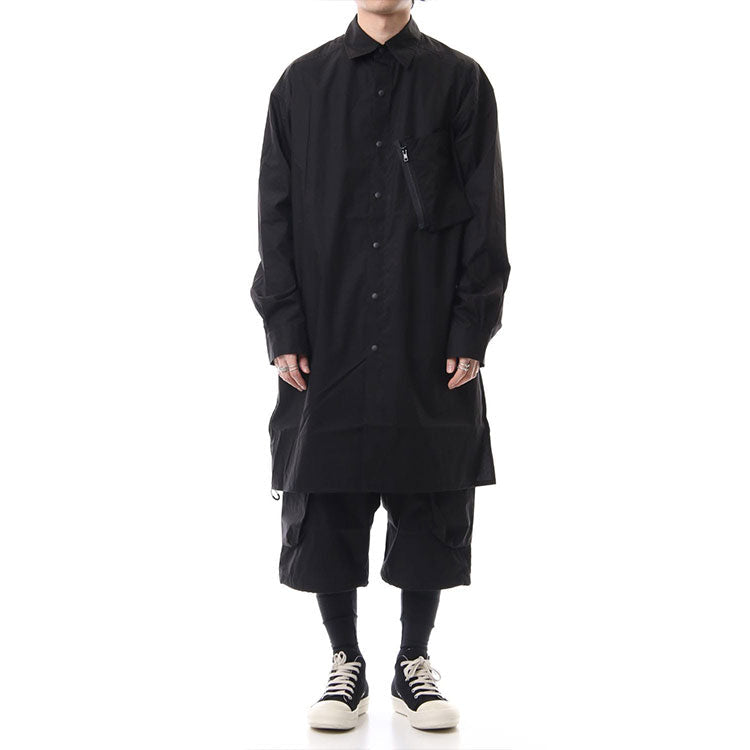 Men's Y-3 SS21 Side Asymmetric Long Shirt Black DY7336