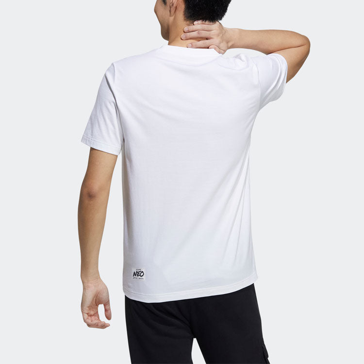 adidas neo M Fd Tee 3 Graffiti Cartoon Printing Sports Round Neck Short Sleeve White H50262