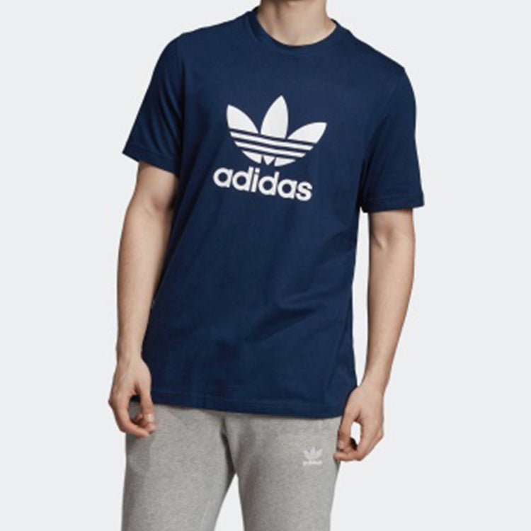 Men's adidas originals Trefoil Tee Colleage Alphabet Printing Breathable Short Sleeve Blue ED4715