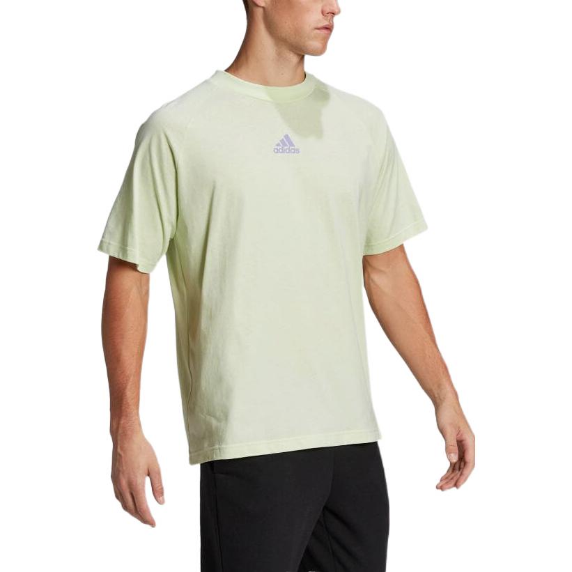 Men's adidas Logo Printing Round Neck Pullover Short Sleeve Japanese Version Green T-Shirt HE4420