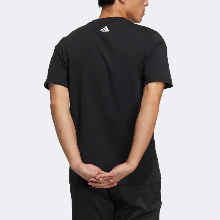 adidas Camouflage Alphabet Logo Printing Round Neck Short Sleeve Black HE7418