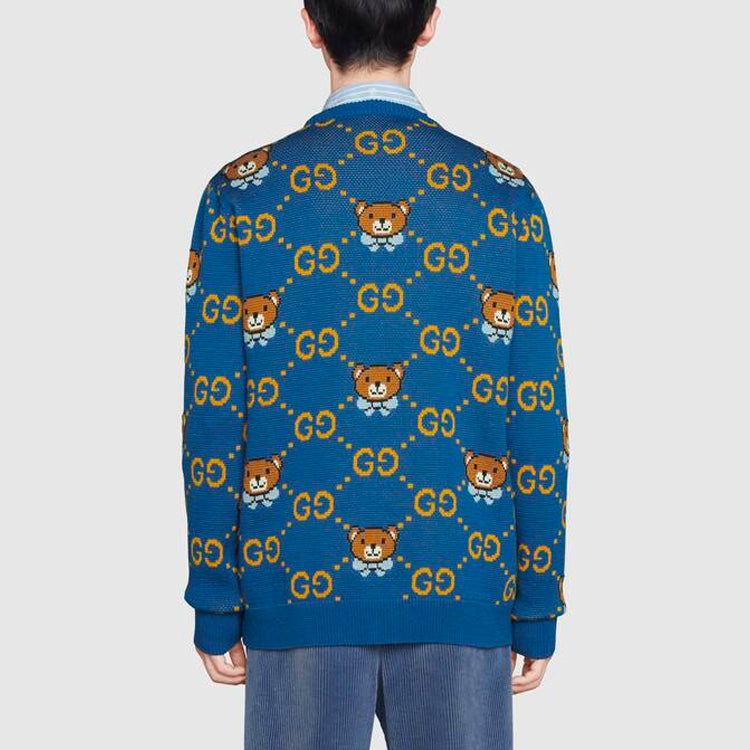 Kai x Gucci Crossover SS21 Full Print Bear Blue Logo Unisex Blue 660621-XKBW8-4795