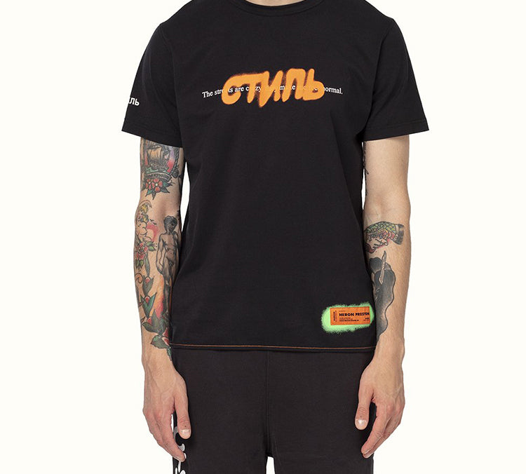 Men's HERON PRESTON Logo Short Sleeve Black HMAA011S209140271088