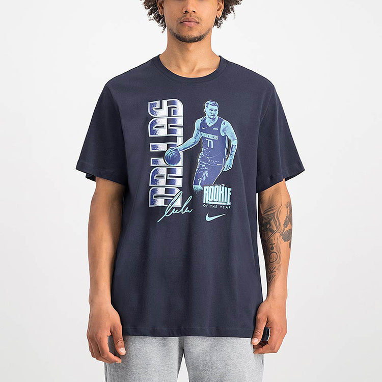 Men's Nike Casual Sports Breathable Doncic Pattern Short Sleeve Navy Blue T-Shirt DD2804-419