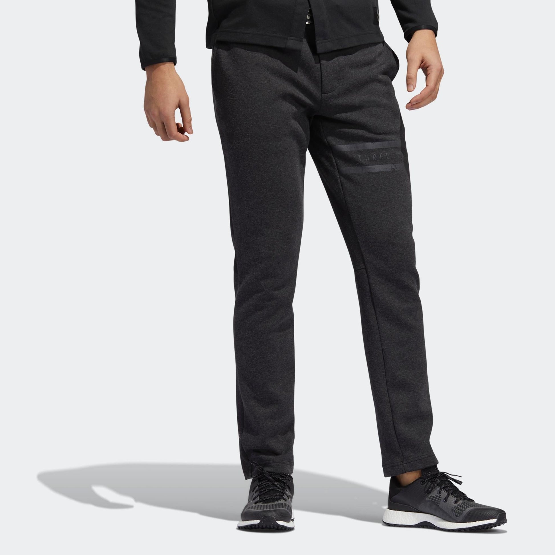 adidas Solid Color Button Slim Fit Sports Pants Men's Black GD9086