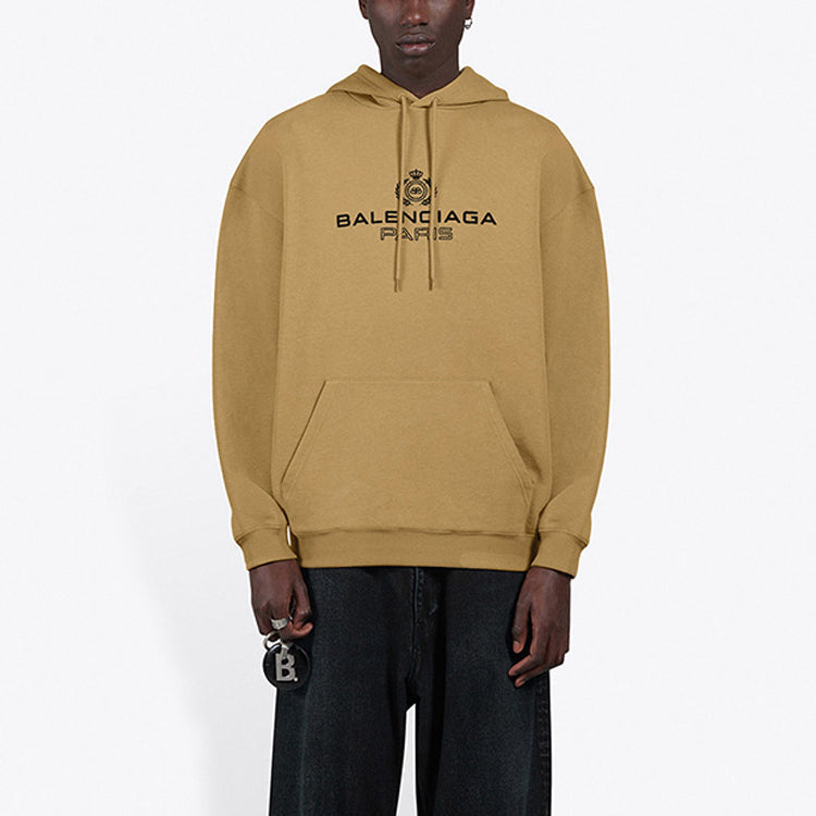 Men's Balenciaga Paris Laurel Fleece Printing Khaki 570811TIV259605