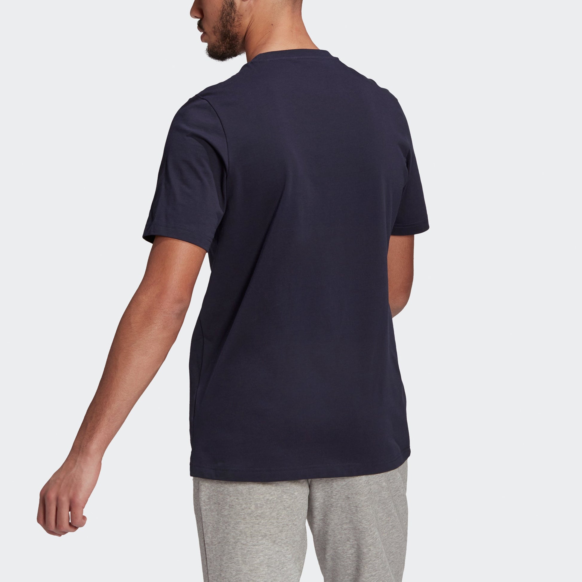 adidas M Bl Sj T Logo Printing Sports Round Neck Short Sleeve Blue GK9122