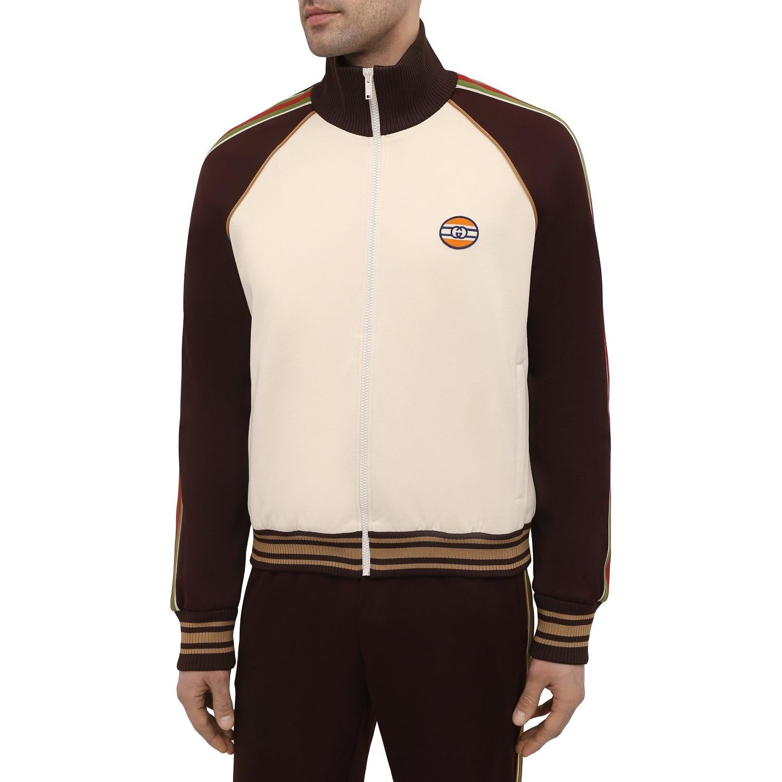 Gucci Technical Jersey Zip-Up Jacket With Web 'Beige Brown' 645207-XJC5O-9141