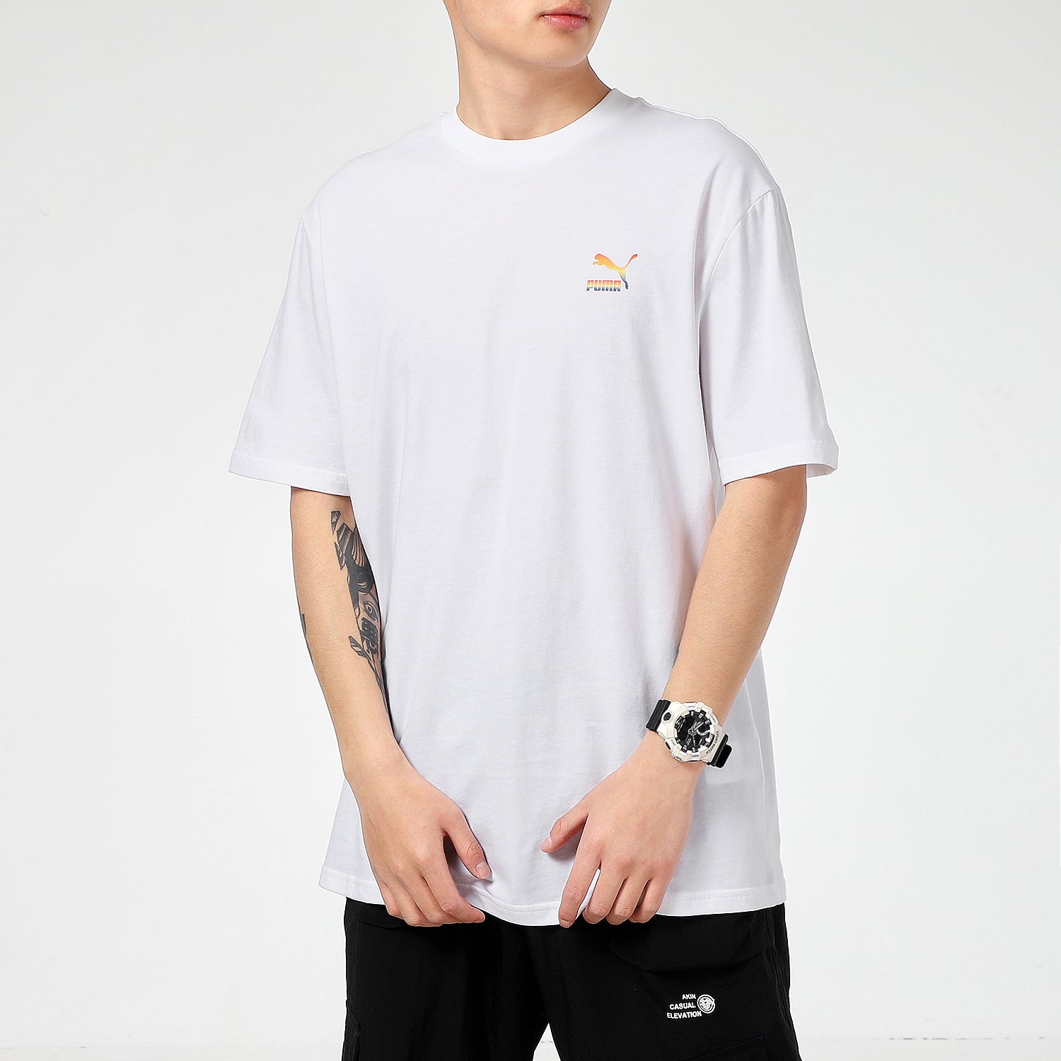 PUMA Rainbow Logo Tee 'White' 534095-02