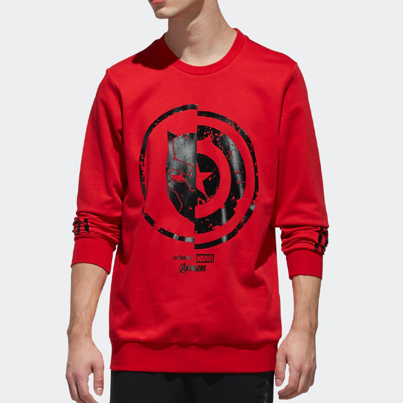 adidas neo x MARVEL Crossover logo Printing Casual Sports Pullover Round Neck Red EA0320