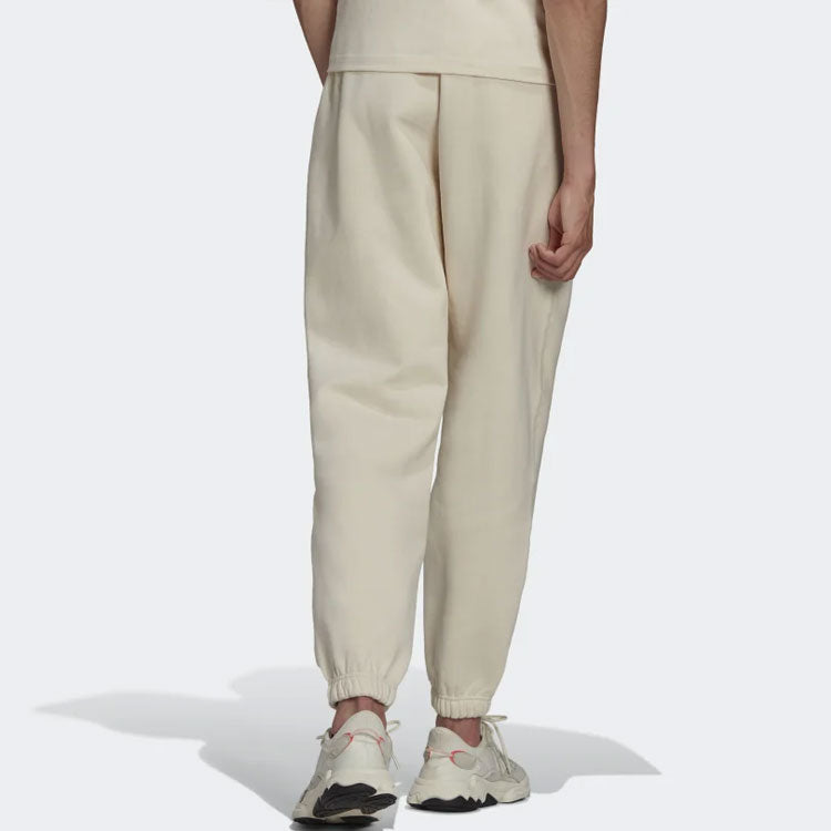 Men's adidas originals AdiColor Trefoil Sweatpants Solid Color Bundle Feet Sports Pants/Trousers/Joggers Creamy White HD2752