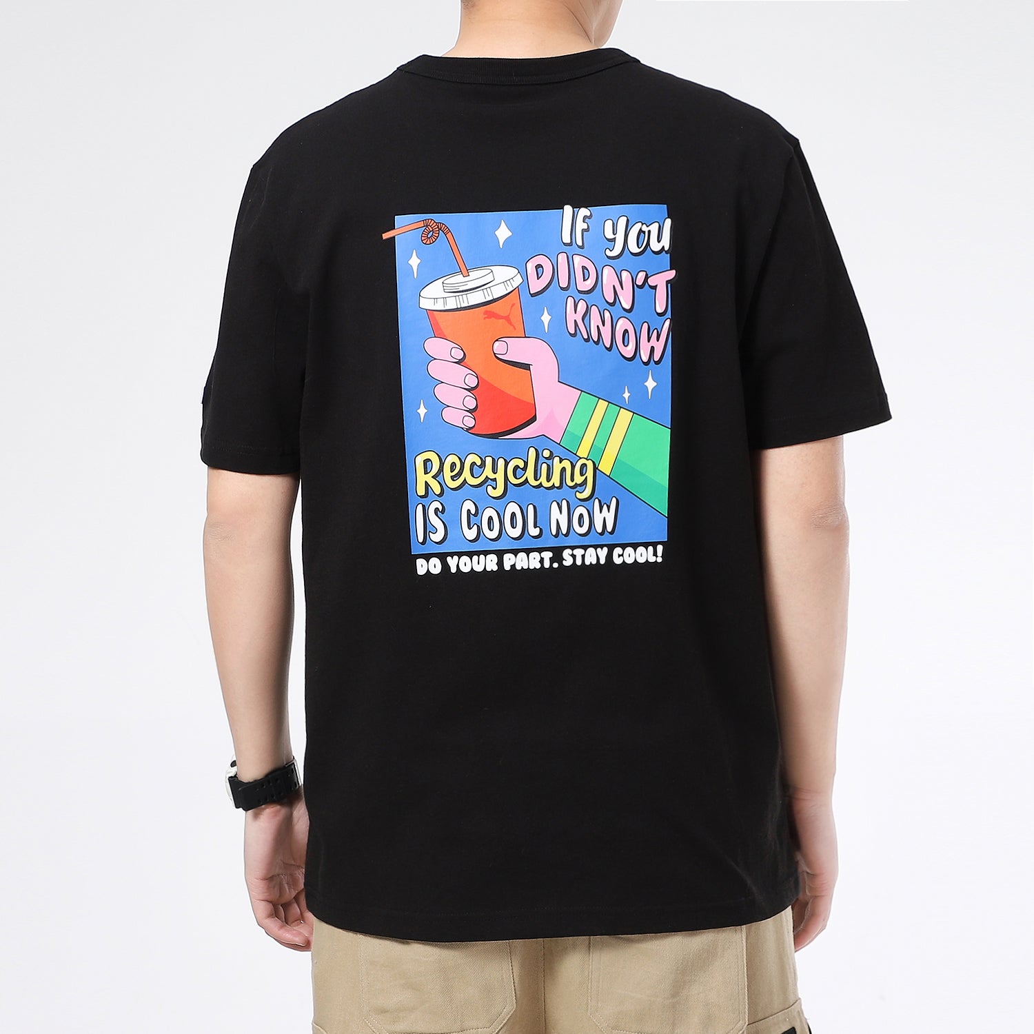 PUMA Downtown Graphic Tee 'Black Blue Pink' 531335-01