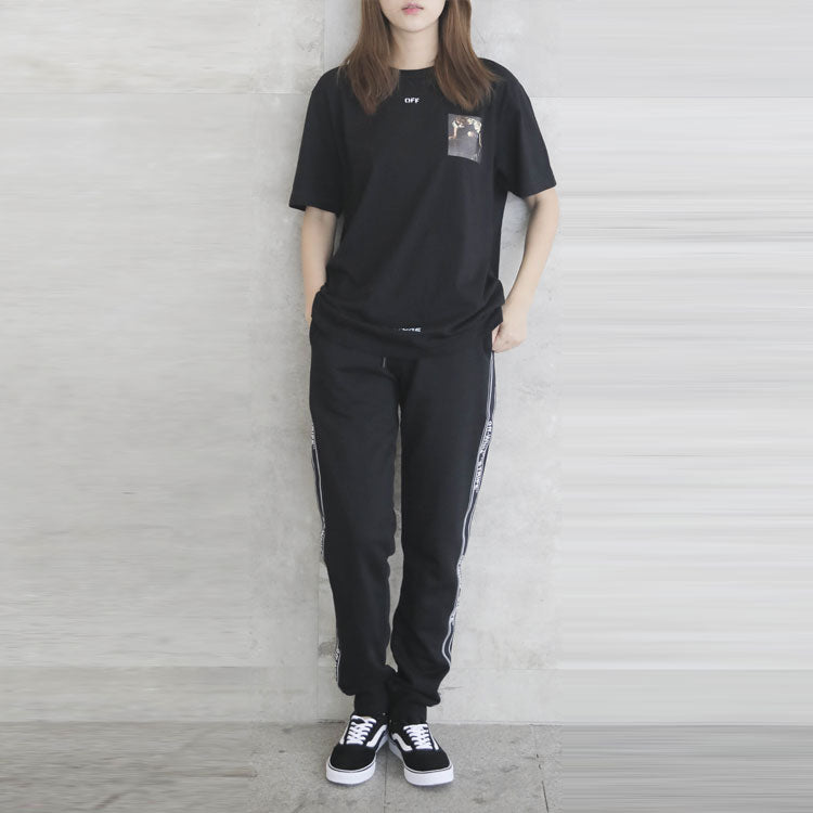 Men's Off-White Side Stripe Black Pants OMCH008E18A200011000