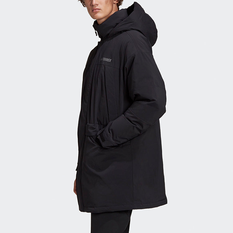 adidas Xplr Dwn Praka Stay Warm mid-length hooded down Jacket Black GE9932