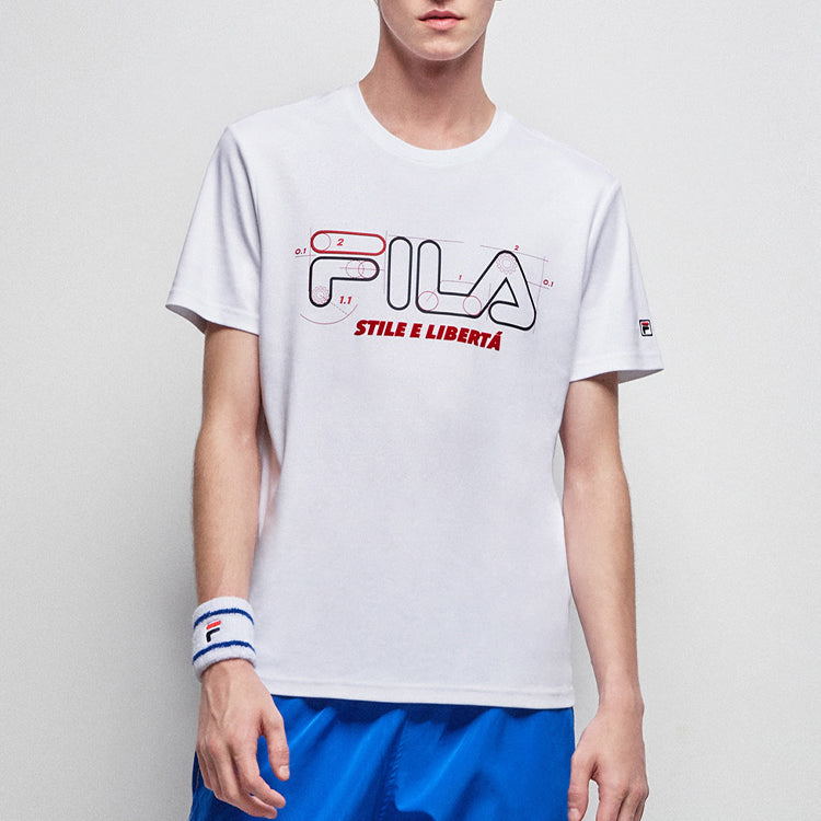FILA Geometry Numeric Subject Printing Short Sleeve White F11M038110F-WT