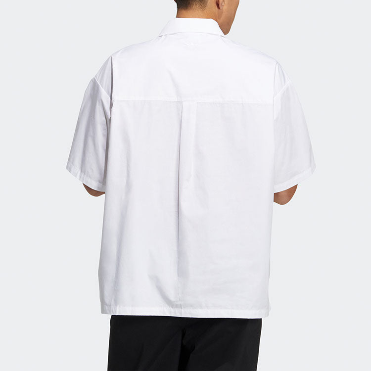 adidas originals Speed Ss Shirt Smiling Face Pattern Embroidered Solid Color Short Sleeve Couple Style White HU1236