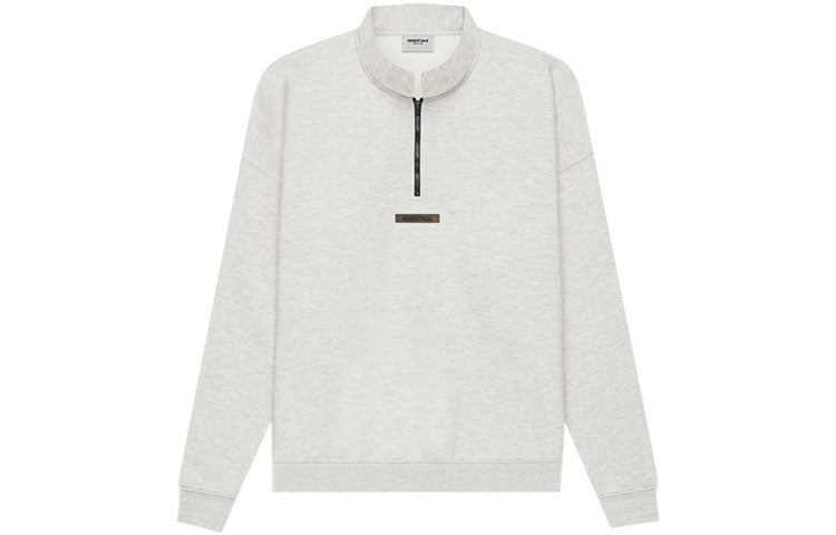 Fear of God Essentials SS21 Mockneck Half Zip Light Heather Oatmeal FOG-SS21-595