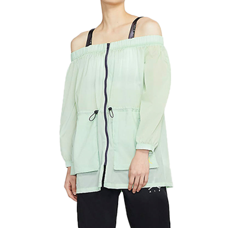 (WMNS) Air Jordan Off-Shoulder Jacket Waist Long Sleeves 'Green' CU4065-321
