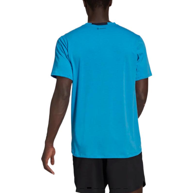 adidas Solid Color Sports Logo Casual Round Neck Short Sleeve Blue HB9201