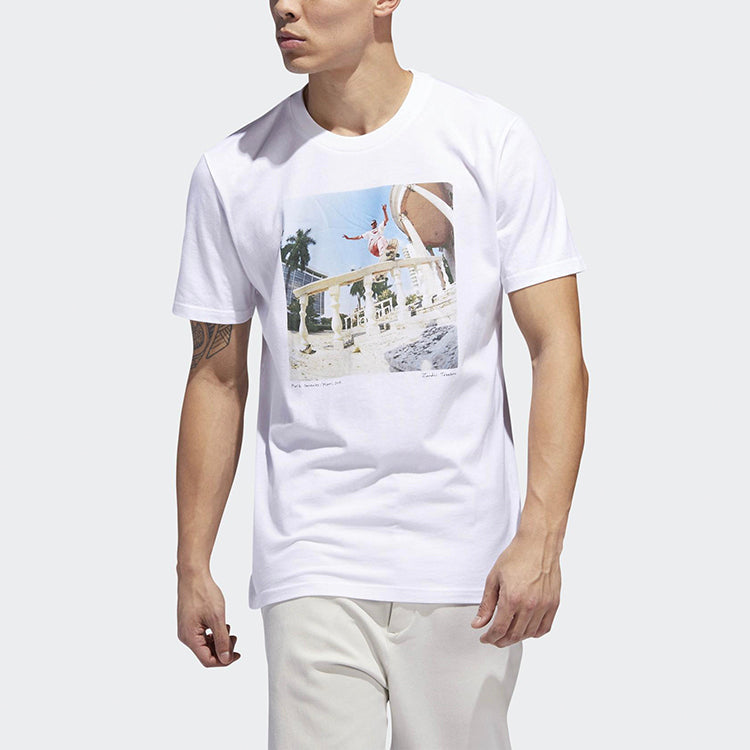 adidas originals Nestor Tee Printing Round Neck Sports Short Sleeve White DU8319