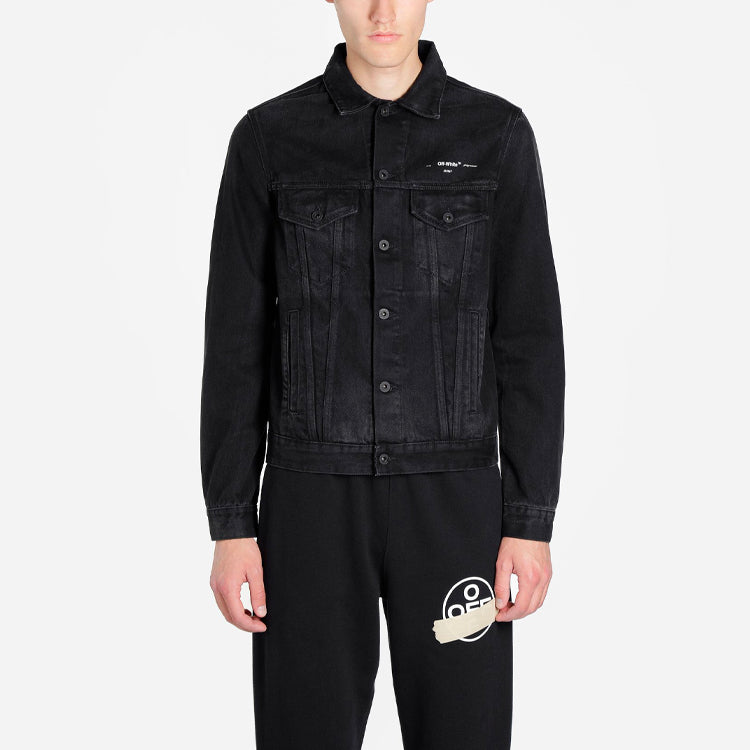 Off-White Bronzing Rubber Strap Arrow Classic Denim Logo Jacket OMYE005R20E540021048