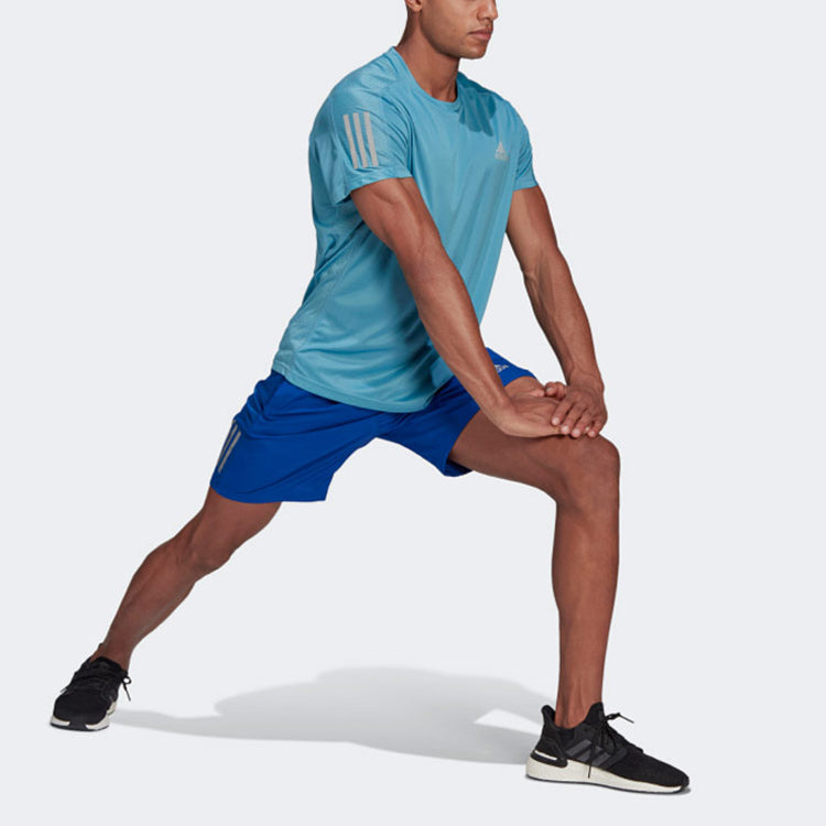 adidas Own the Run Tee Sports Training Quick Dry Short Sleeve Blue GJ9966