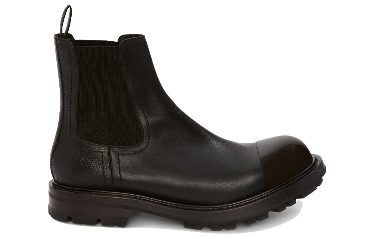 Alexander McQueen Shiny Toecap Grainy Leather Chelsea Boot 'Black' 667911WHSZ41000