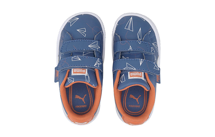 (TD) PUMA Basket Paper Plane Casual Board Shoes White/Blue/Orange 371188-02