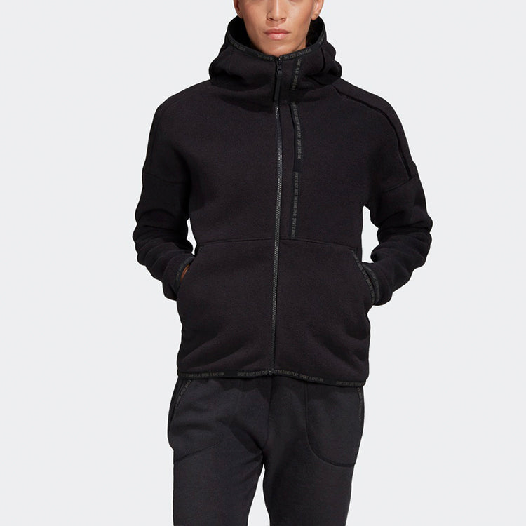 (WMNS) adidas Knitting Hooded Jacket Black DX7778